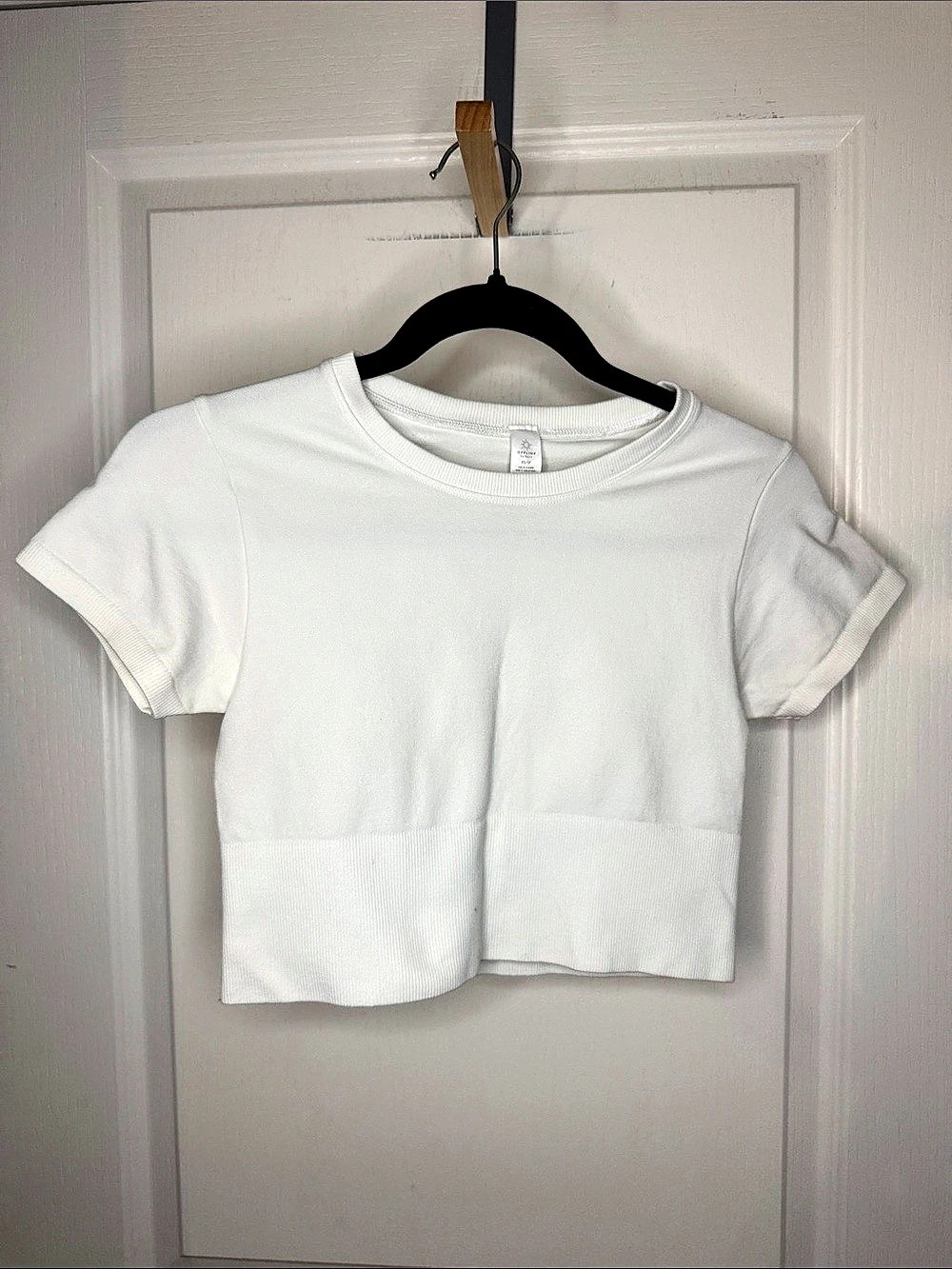 Offline by Aerie Thumbs Up Fitted Ribbed T-Shirt White XS